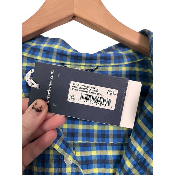 Vineyard Vines Mens Performance On the Go OTG Seersucker Shirt Plaid Size Large - Picture 5 of 7